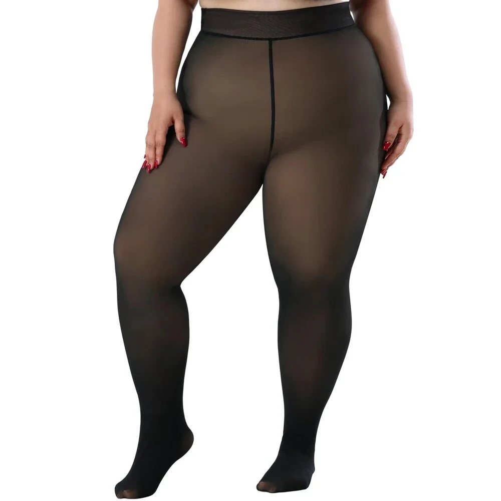 Spring Water Plus Fleece Lined Thermal Winter Warm Thick Sheer Leggings xl-xxl